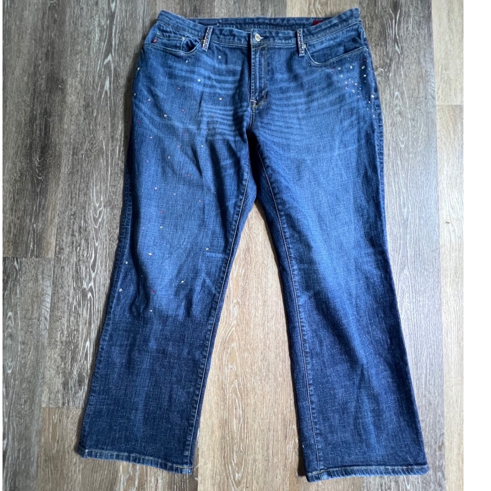 Seven7 Premium Denim Jeans Women 20 Blue Rhinestone Embellished Bootcut